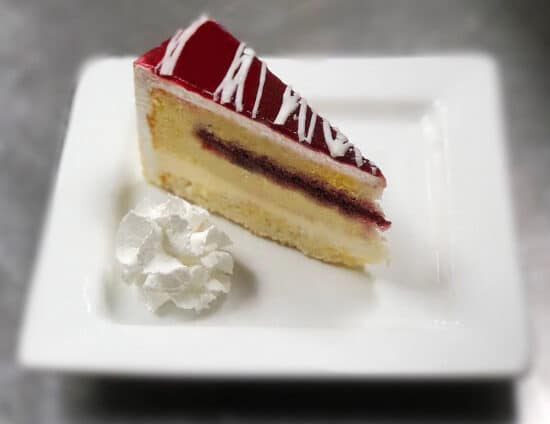 Ritrovo Cheesecake with a Raspberry Topping